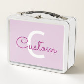 Lunch Box Nom de script & monogramme | Magenta & Violet clai (Devant)