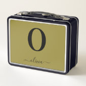 Lunch Box Nom De Script Monogramme Or Personnalisé Et Noir (Dos)