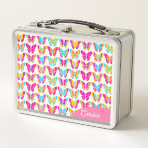 Lunch Box Nom des papillons arc-en-ciel mignon de la fille M