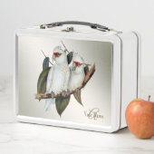 Lunch Box Nom du monogramme Oiseaux blancs Cockatoo Feuilles (En situation)
