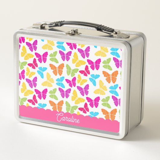Lunch Box Nom du Motif du papillon arc-en-ciel mignon et vib (Devant)