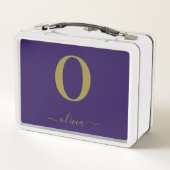 Lunch Box Nom Du Script Monogramme Personnalisé Purple Et Or (Dos)