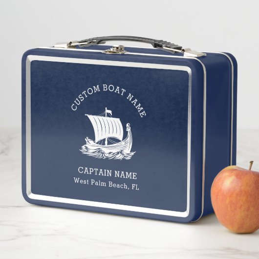 Lunch Box Nom et logo du bateau Nautique moderne (En situation)