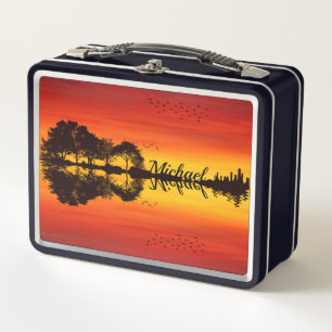 Lunch Box Nom guitariste orange moderne Aquarelle
