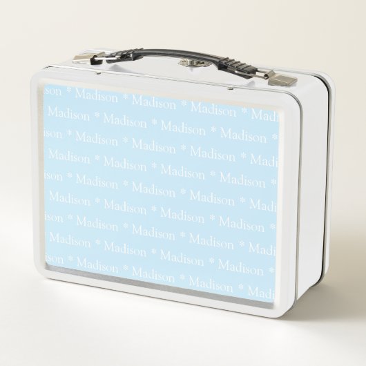 Lunch Box Nom personnalisable bleu clair blanc double face (Dos)