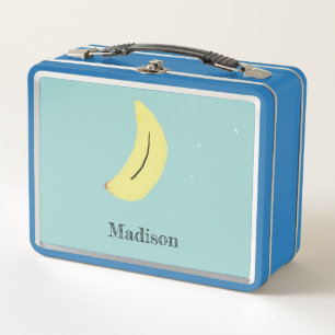 Lunch Box Nom personnalisé banane peinte sur bleu