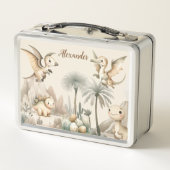 Lunch Box Nom personnalisé Boho Cute Dinosaur (Dos)