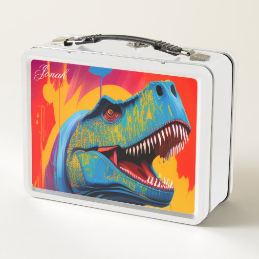 Lunch Box Nom personnalisé Boîte à déjeuner, Dinosaure color (Dos)