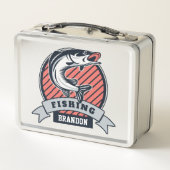 Lunch Box Nom personnalisé Boîte à lunch du logo de pêche (Dos)