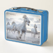 Lunch Box Nom personnalisé Chevaux blancs (Dos)