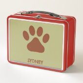 Lunch Box Nom personnalisé de patte chien Brown (Devant)