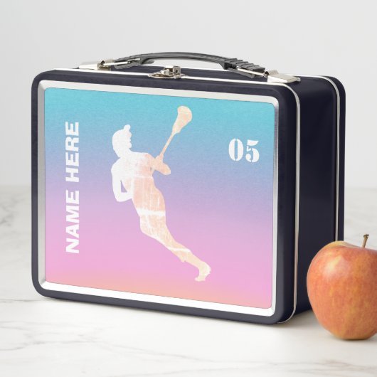 Lunch Box Nom personnalisé du Lacrosse Player (En situation)