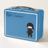 Lunch Box Nom personnalisé du minuscule Ninja sur bleu (Devant)