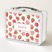 Lunch Box Nom personnalisé du Motif de fraises (Devant)