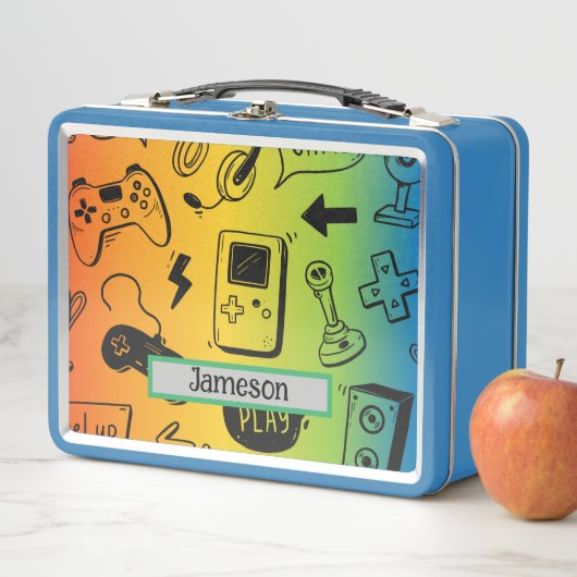 Lunch Box Nom personnalisé du Motif moderne Gamer (En situation)