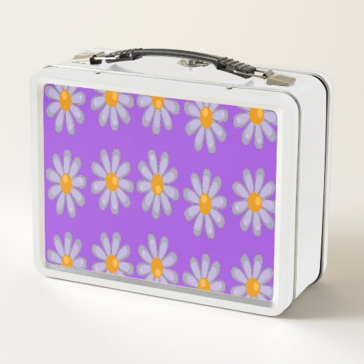 Lunch Box Nom personnalisé fleurs bleues sur violet (Dos)