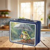 Lunch Box Nom personnalisé Grenouille sur un journal tenant