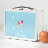 Lunch Box Nom personnalisé mignon anges sur bleu (En situation)