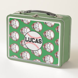 Lunch Box Nom personnalisé moderne Joueur de baseball vert