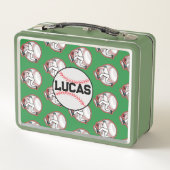 Lunch Box Nom personnalisé moderne Joueur de baseball vert (Dos)