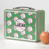 Lunch Box Nom personnalisé moderne Joueur de baseball vert (En situation)