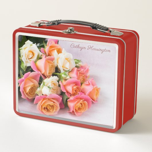 Lunch Box Nom personnalisé Roses (Devant)