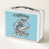 Lunch Box NOM personnalisé Surfer Big Wave Skeleton Surfing (Dos)