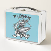 Lunch Box NOM personnalisé Surfer Big Wave Skeleton Surfing (Devant)