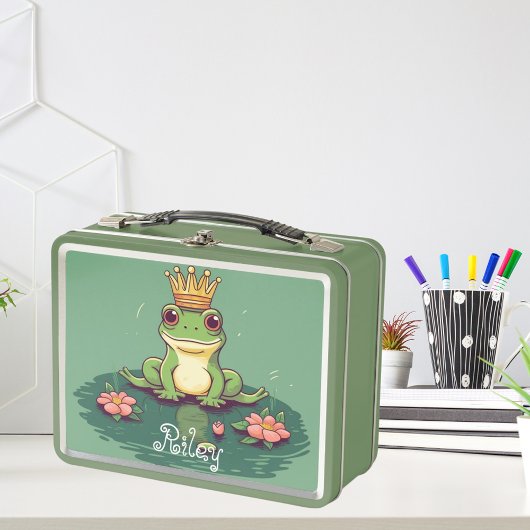 Lunch Box nom personnalisé vert grenouille mignonne