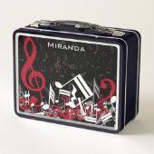 Lunch Box Notes de musique brouillée gris rouge et blanc sur (Dos)