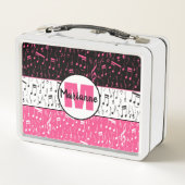 Lunch Box Notes de musique rose et blanc noir (Dos)