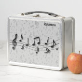 Lunch Box Notes musicales noires et grises personnalisées (En situation)