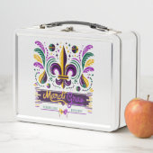 Lunch Box Nouvelle-Orléans Mardi Gras jaune violet vert (En situation)
