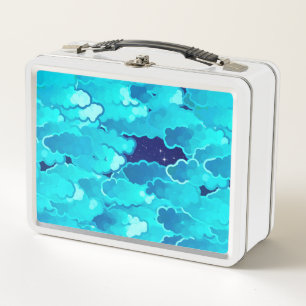 Lunch Box Nuages japonais, ciel nocturne, turquoise et indig