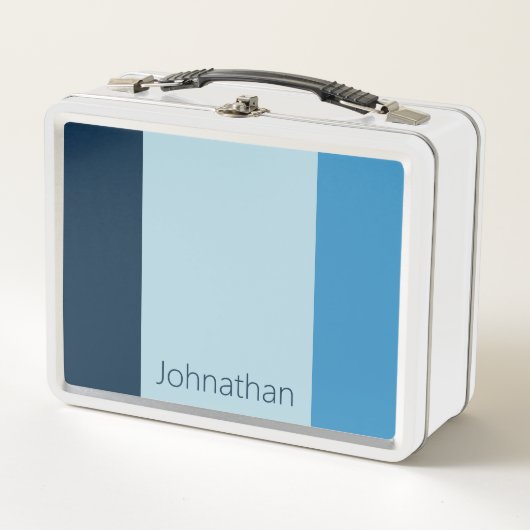 Lunch Box Nuances simples de Bleu Vertical Stripes Nom (Devant)