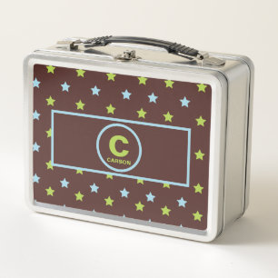 Lunch Box Nuit étoilée Brown pour les garçons avec le nom de