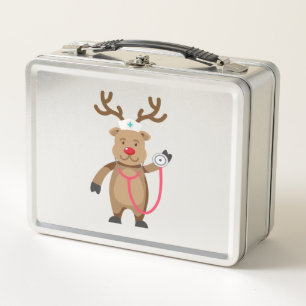 Lunch Box NURSE REINDEER Funny Mignonne oeuvre de Noël Nursi