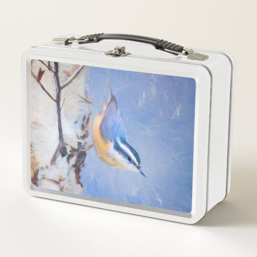 Lunch Box Nuthatch à poitrine rouge Peinture d'art original (Devant)