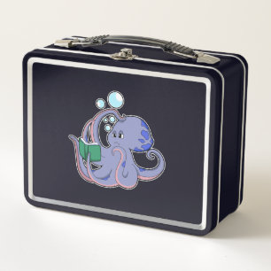 Lunch Box Octopus à la lecture avec livre