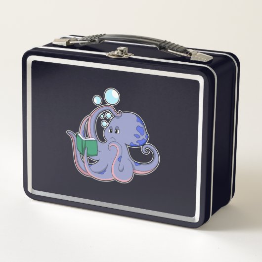 Lunch Box Octopus à la lecture avec livre (Devant)