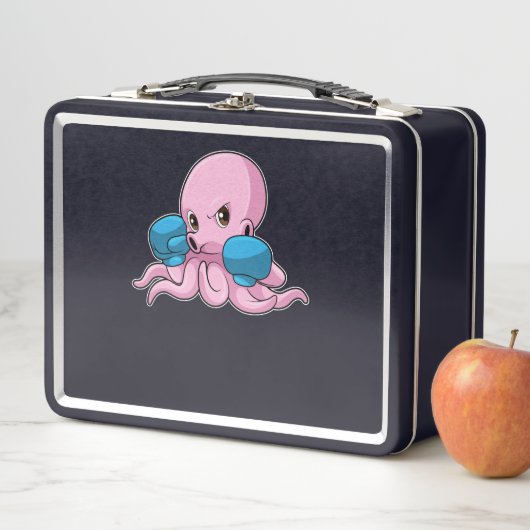 Lunch Box Octopus en boîte avec gants de boxe (En situation)
