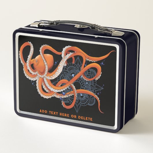 Lunch Box Octopus Orange Mandala bleu (Dos)