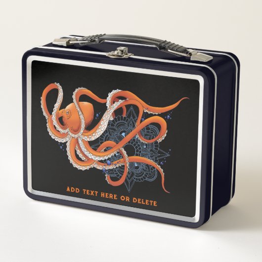 Lunch Box Octopus Orange Mandala bleu (Devant)