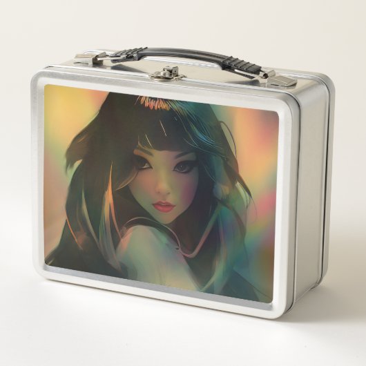 Lunch Box Oeuvre d'Anime Girl entourée de Rainbow Light (Devant)