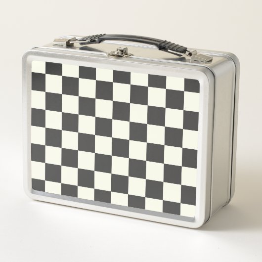 Lunch Box Off Black and Off White Checkerboard (Devant)