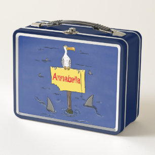 Lunch Box Oiseau de mer amusant entouré de dessins animés de