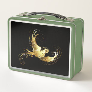 Lunch Box Oiseau d'or sur Arrière - plan noir