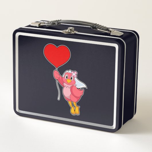Lunch Box Oiseau en mariée avec Voile et Balloon Coeur (Devant)