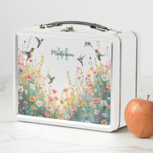 Lunch Box Oiseaux aquarelle de printemps Monogramme floral F