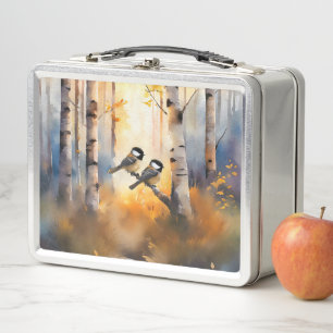 Lunch Box Oiseaux chanteurs mésanges dans une forêt automnal
